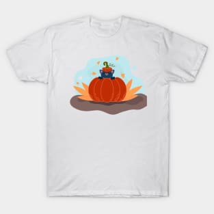 cute bat sitting in a pumpkin, Happy Halloween T-Shirt